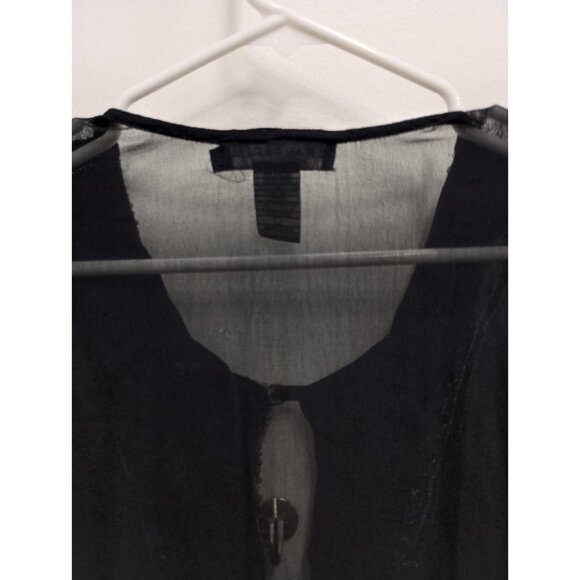 VTG Y2K Rampage Blouse Top Womens Medium Black Sheer Beaded Whimsygoth Holiday - Picture 9 of 12